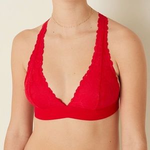 PINK lace bralette red